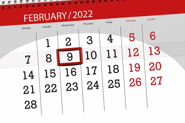 Προγραμματιστής Ημερολογίου Για Μήνα Φεβρουάριο 2022 Καταληκτική Ημερομηνία Τετάρτη — Φωτογραφία Αρχείου