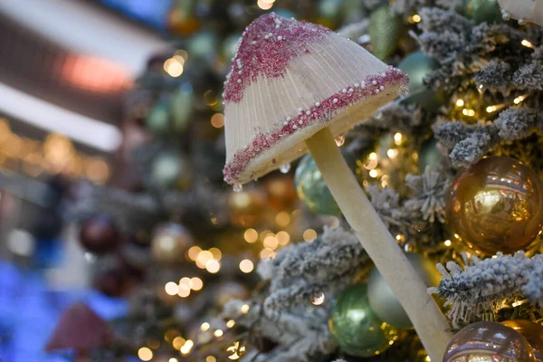 Winter Neujahrsdekor Dekoration Weihnachtsbaum Unschärfe — Stockfoto