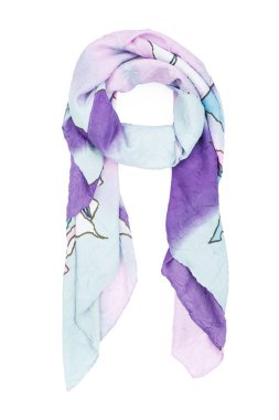 ? boyun atkısı ipek beyaz bir arka plan üzerinde izole mavi dekoratif desen ile