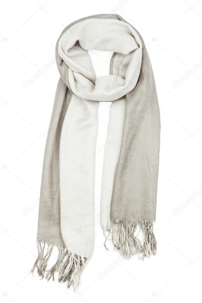 The scarf grey striped, isolated, on a white background