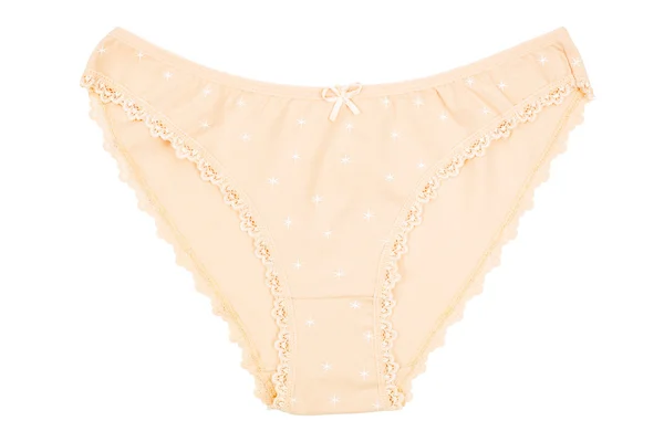 A women's cotton panties beige flowered — Stock Photo, Image
