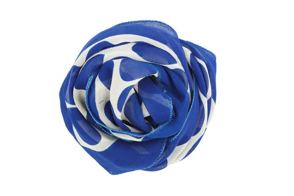 A blue and white silk scarf associated rose — Stock Photo, Image