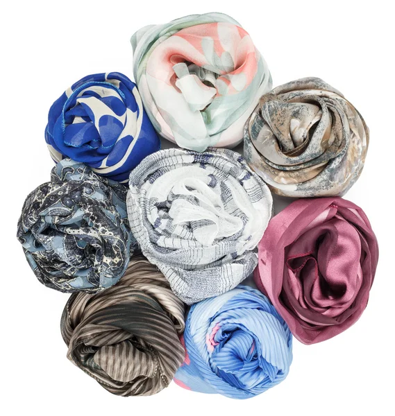 El conjunto de bufandas de seda asociados rosa — Foto de Stock