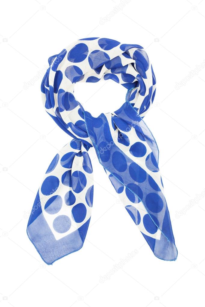 White silk scarf in blue circle