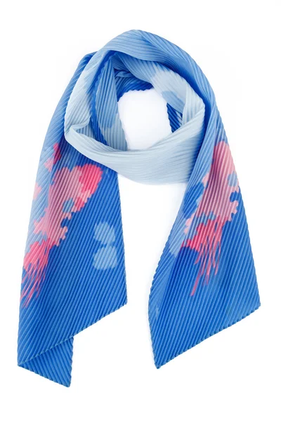 Blue silk scarf with colors on a white background — Stock Photo, Image