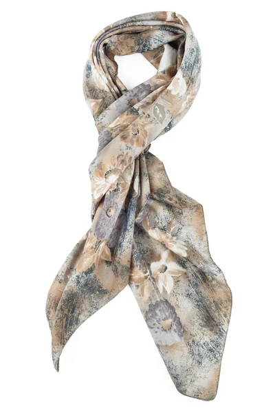 Um lenço de pescoço é cinza amarrado em um nó em um fundo branco — Fotografia de Stock