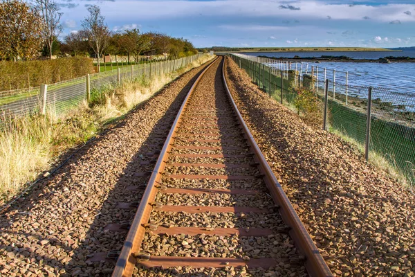 Railway tracks in sunshine — Stock Photo, Image