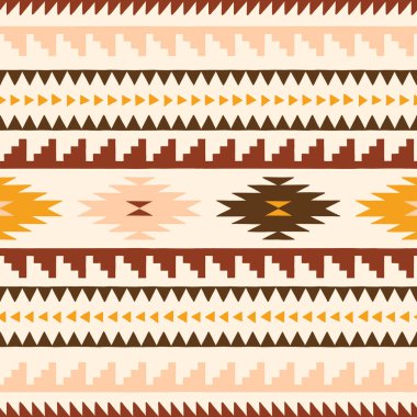 Elle çizilmiş Toprak Tonlu Kabile Vektörü Kusursuz Kalıp. Navajo Grafik Yazdırma. Aztek Geometrik Arkaplanı. Etnik Boho Göz Büyüleyici Tasarımı Tekstil ve Kumaş için mükemmel