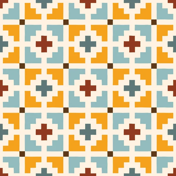 Hand Drawn Earthy Tones Tribal Vector Seamless Pattern Navajo Graphic — Stok Vektör