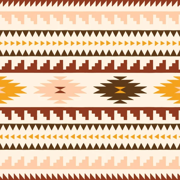 Handgezeichnete Erdtöne Tribal Vector Seamless Pattern Navajo Graphic Print Azteken — Stockvektor