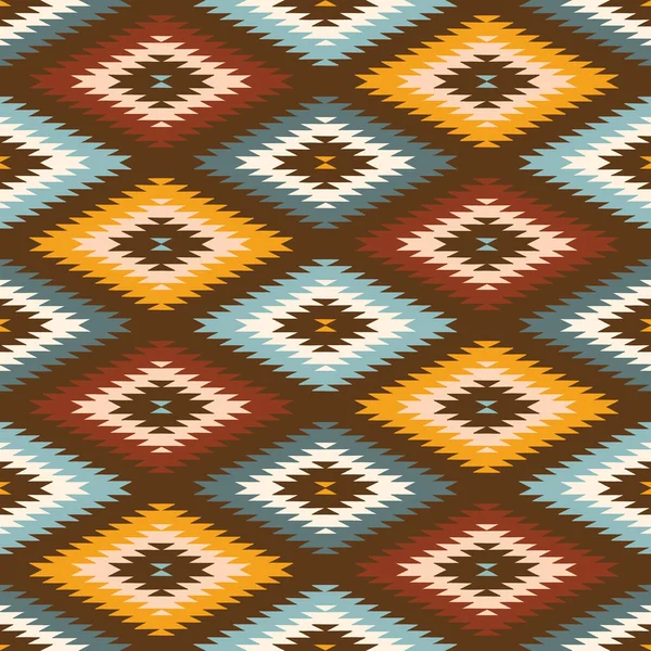 Hand Drawn Earthy Tones Tribal Vector Seamless Pattern Navajo Graphic — Stok Vektör