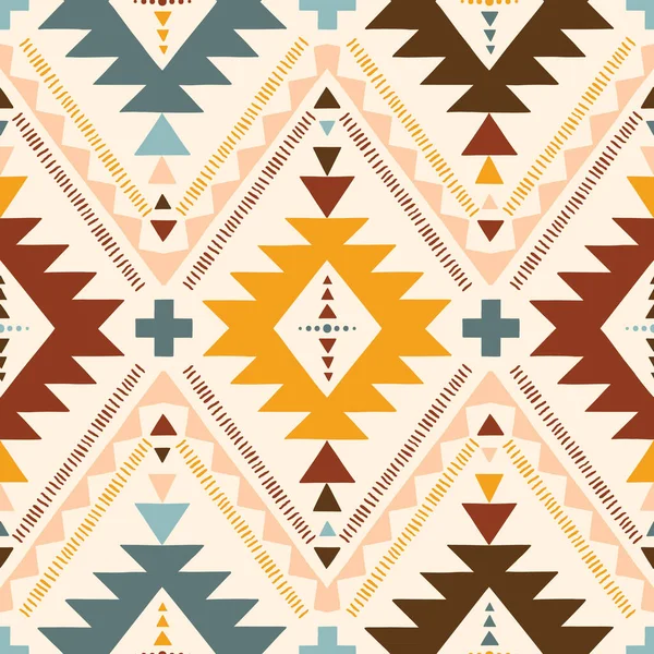 Hand Drawn Earthy Tones Tribal Vector Seamless Pattern Navajo Graphic — Stok Vektör