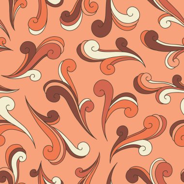 Retro Psychedelic Swirls Vector Seamless Pattern. Nostalgic Vintage Print. Groovy Textile Design. Flower Power Hippie Background
