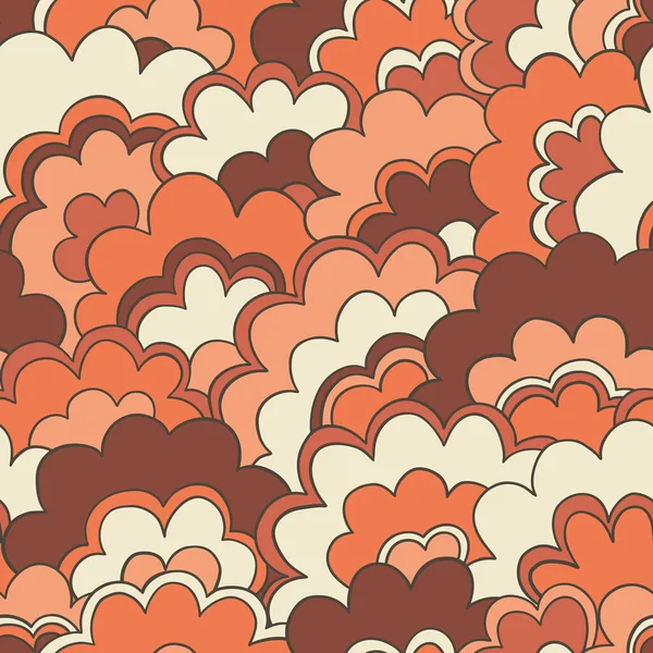 Retro Psychedelic Clouds Vector Seamless Pattern Nostalgic Vintage Print Groovy — Stock vektor