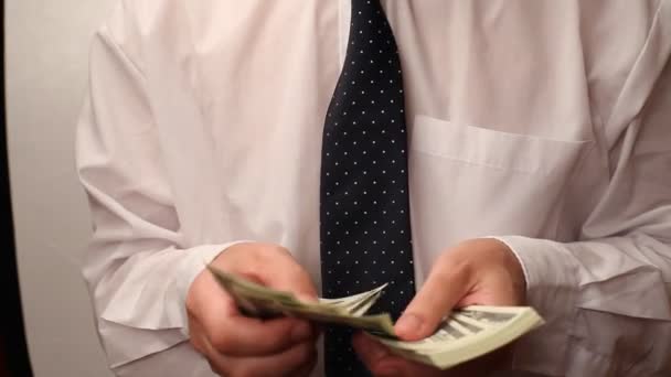 Businessman counting the money — Stock Video