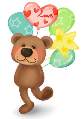 sevimli ayı balonlar ile