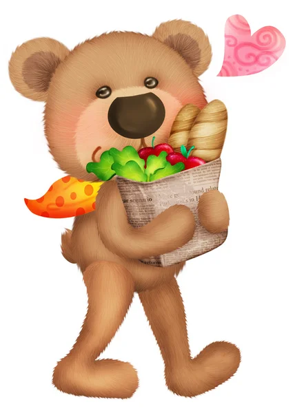 Cute bear went to shopping — Stock Photo, Image