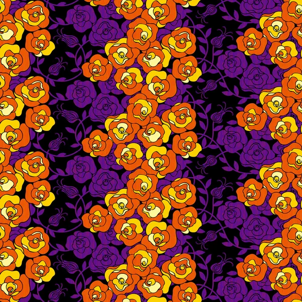 Levendige herhalende bloemen - Voor eenvoudig maken naadloos patroon gebruiken voor het vullen van contouren — Stockfoto