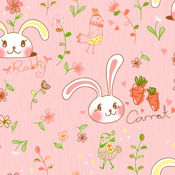 Floral seamless pattern with rabbit — Stock Photo, Image