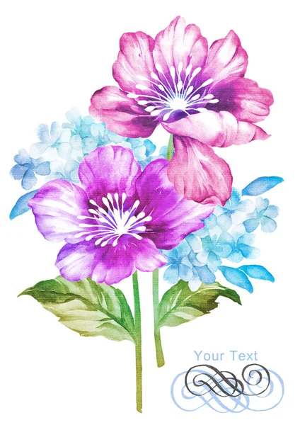 suluboya çiçek illüstrasyonu