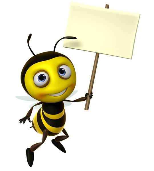 Cartoon bee holding blank — Stock Photo, Image