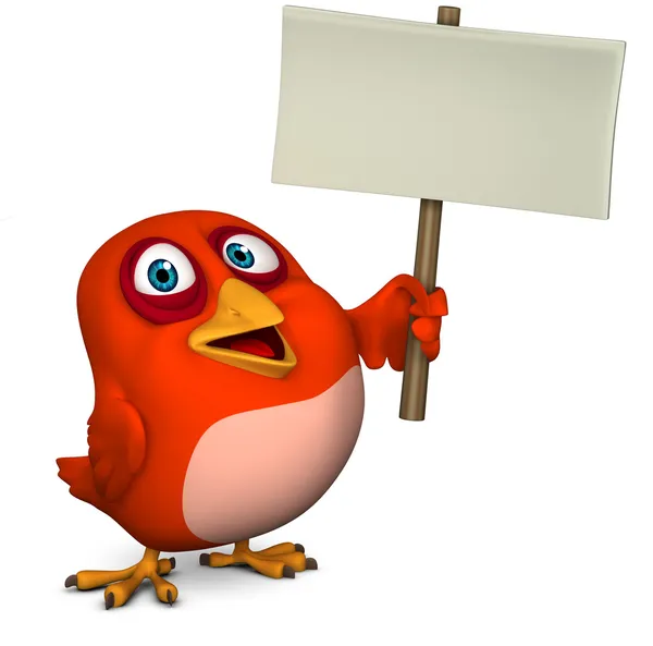 Cartoon bird holding blank — Stock Photo, Image