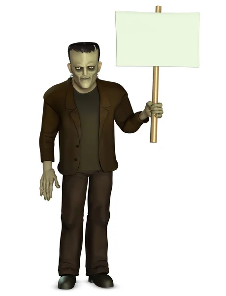 Франкенштейн держит плакат — стоковое фото