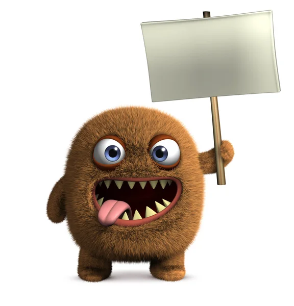 Monster holding blank board — Stock Photo, Image
