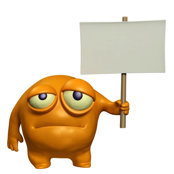 Sad monster holding placard — Stock Photo, Image