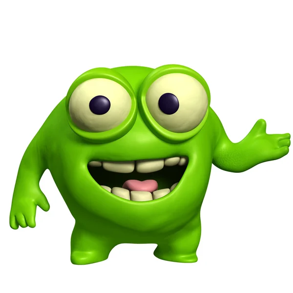 Groene schattig monster — Stockfoto