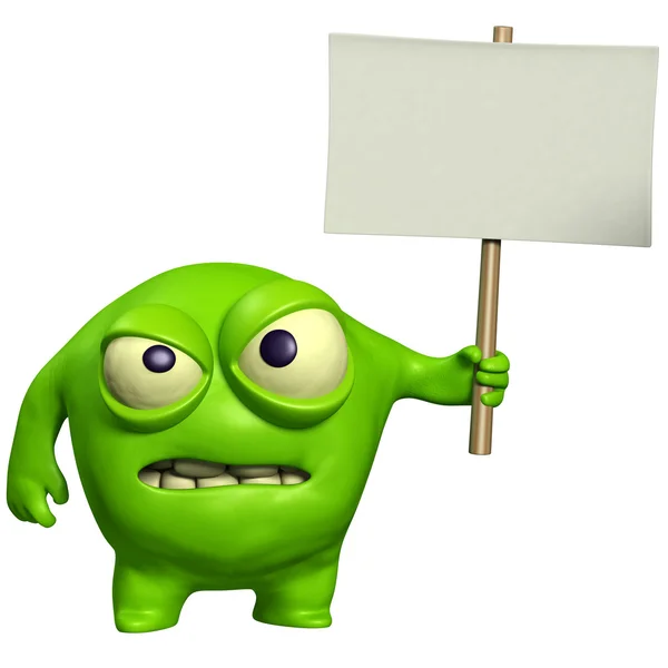 Halloween monster holding placard — Stock Photo, Image