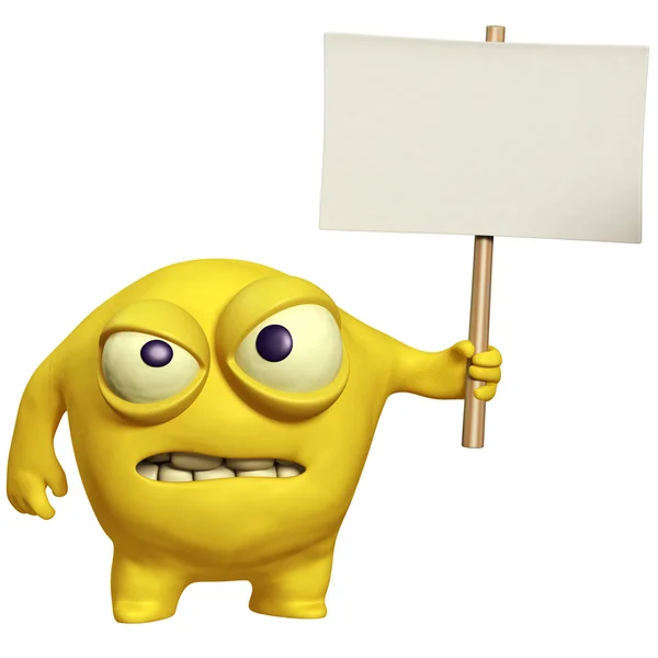 Halloween monster holding placard — Stock Photo, Image