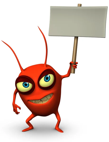 Red germ holding placard — Stock Photo, Image