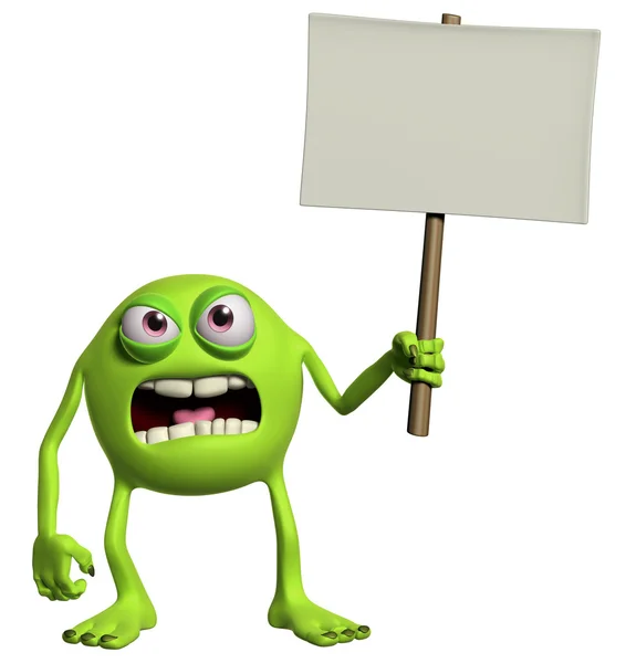 Halloween monster holding emty placard — Stock Photo, Image