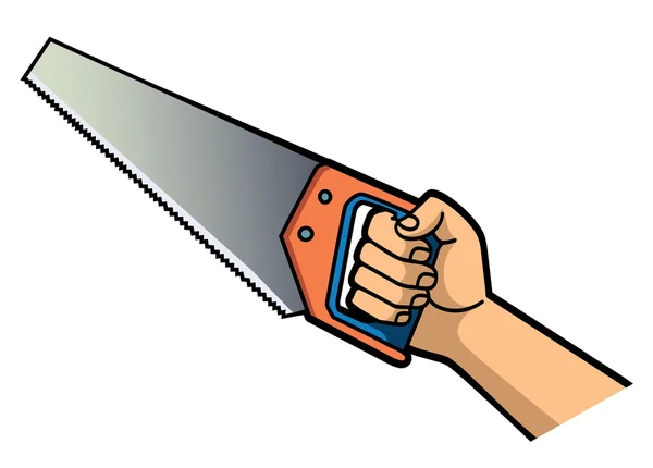 Hand holding a saw — Stock Vector