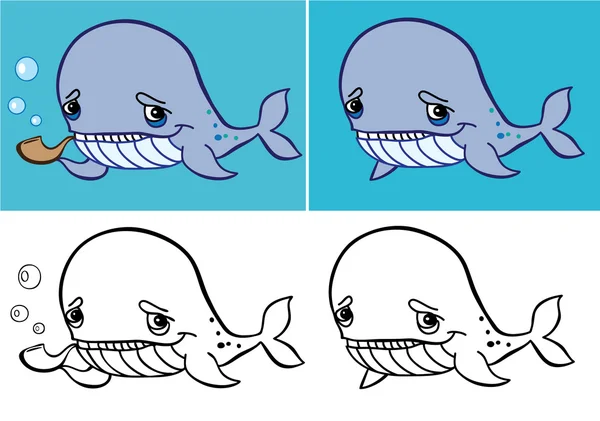 Caricatura de ballena — Vector de stock