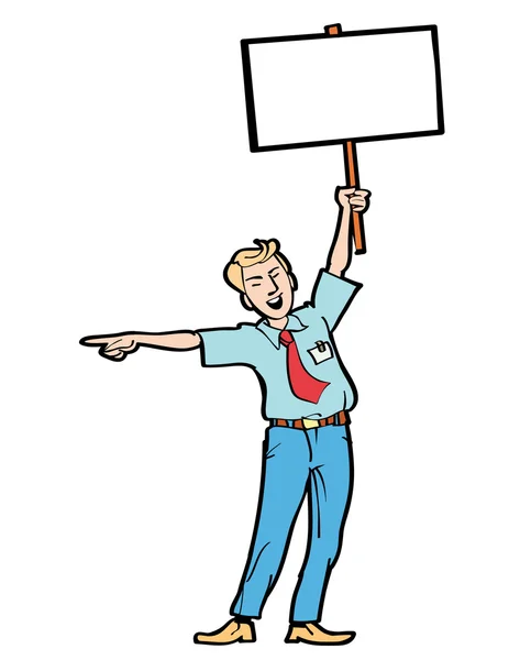 Le manager tient une bannière — Image vectorielle
