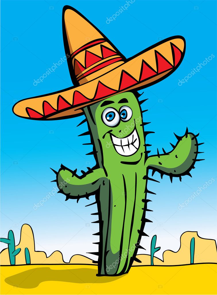 Personaje de dibujos animados de cactus mexicanos imágenes de stock de arte  vectorial | Depositphotos