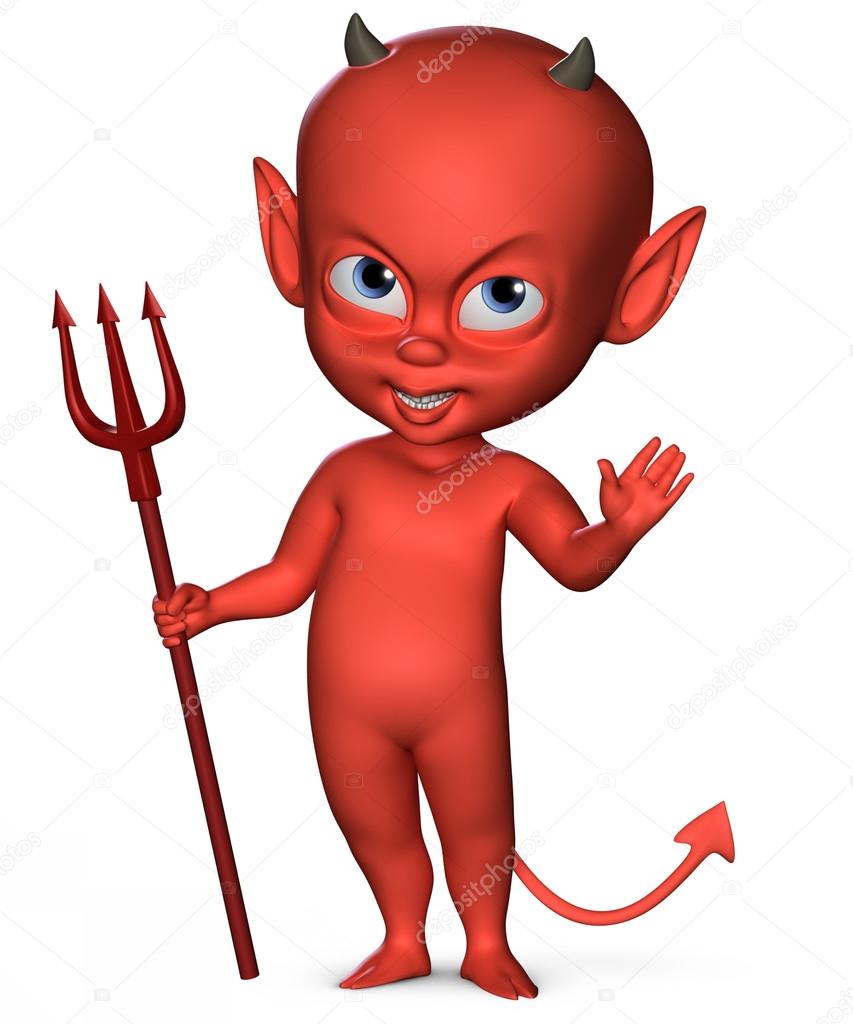 Spiteful devil boy with a trident