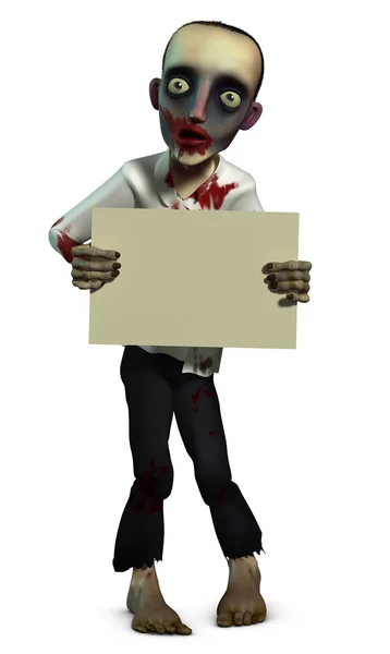 Zombie sosteniendo pancarta — Foto de Stock