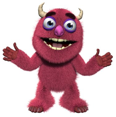 3D karikatür şirin tüylü yaratık