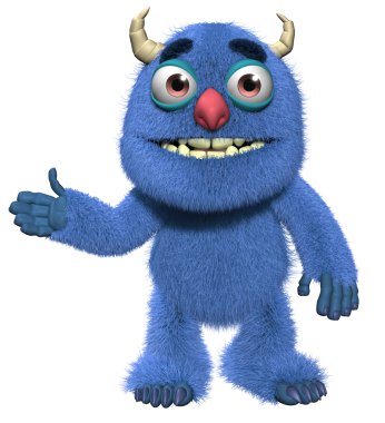3D karikatür şirin tüylü yeti