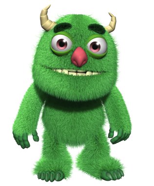 3D karikatür tüylü şirin cin