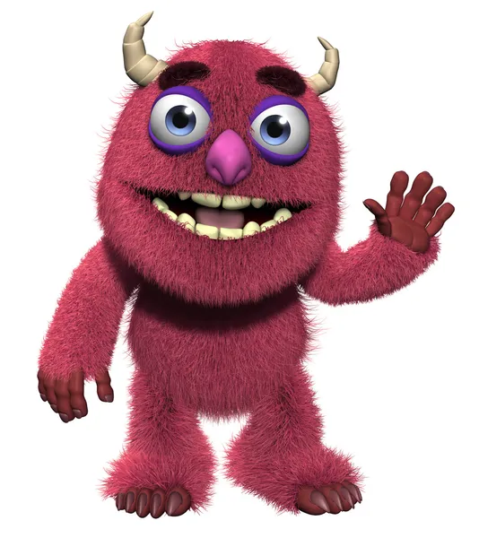 3d cartoon cute furry monster — Stock Photo, Image