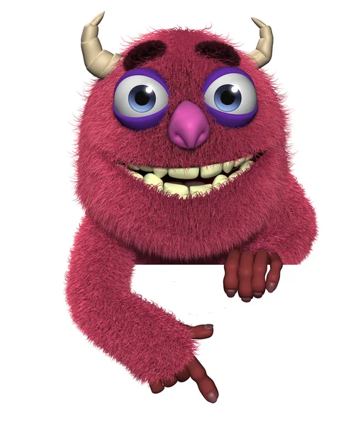 3d cartoon cute furry devil — Stock Photo, Image