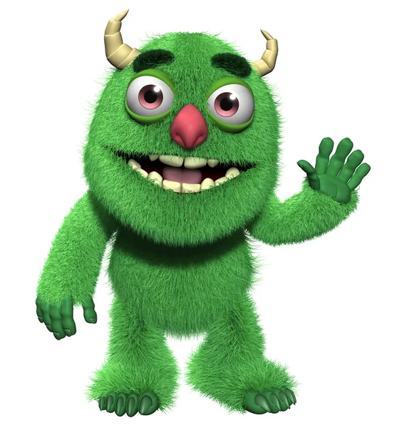 3d cartoon cute furry monster — Stock Photo, Image