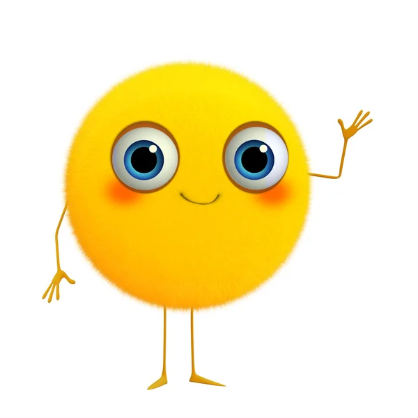 3d cartoon cute yellow ball — Stock Photo, Image