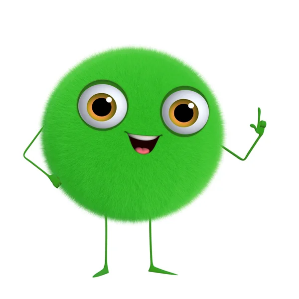 3D çizgi film sevimli yeşil topu — Stok fotoğraf