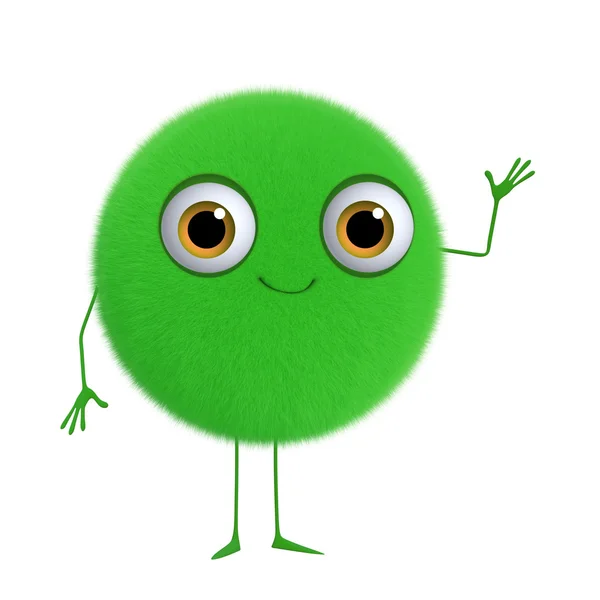 3D tecknad söt grön boll — Stockfoto