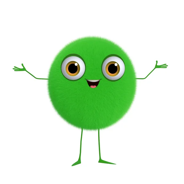 3D çizgi film sevimli yeşil topu — Stok fotoğraf